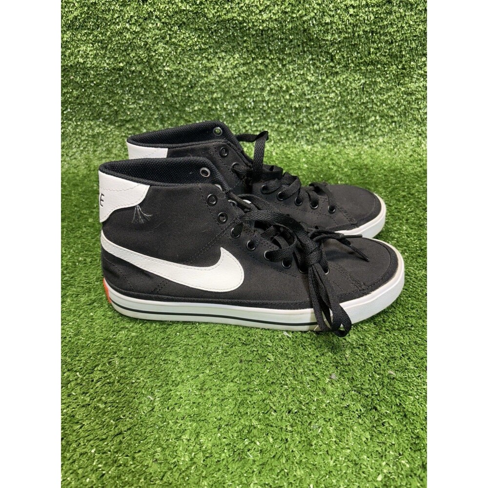 EUC Nike Court Legacy Women's Canvas Mid US 8 Black White DDO161-001 Clean Retro